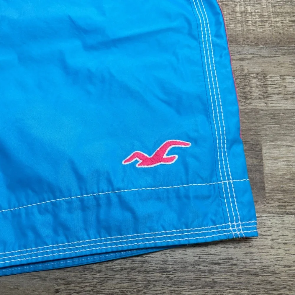 Vintage Hollister Mens Board Shorts Blue Seagull Logo Swim Trunks Medium Surf